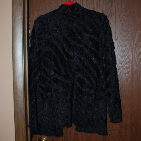 NWT JM Collection Black Animal Print, Open-Front Sweater - PXL - Picture 2 of 9